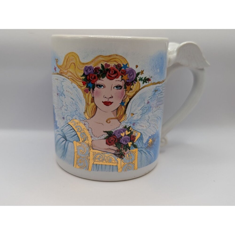 Avon‎ Mug Blonde Gurdian angel mug w/ sculpted wings duo sided image Friendship